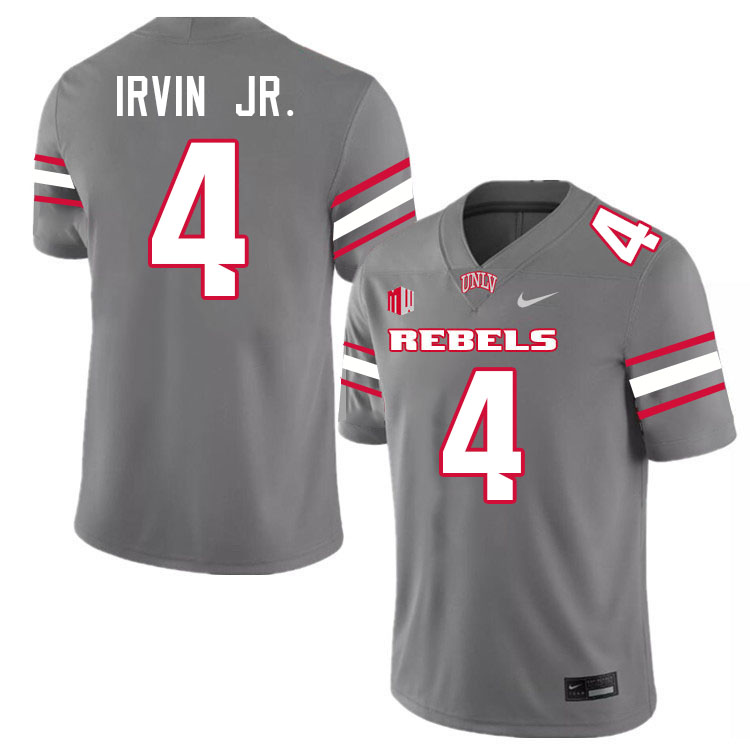 #4 DeAngelo Irvin Jr. UNLV Rebels College Football Jersey Stitched-Grey